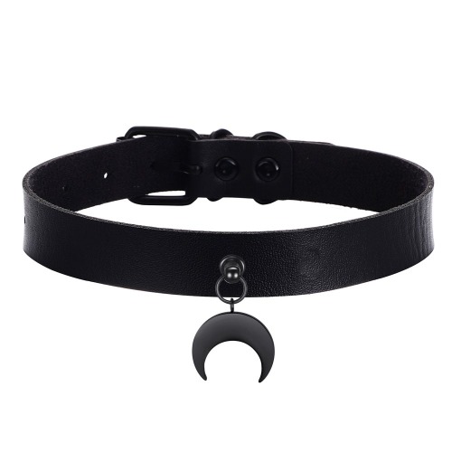 Black PU Leather Luna Choker - black