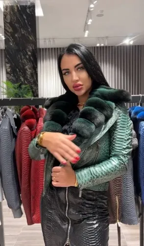 Exotic leather and Chinchilla jacket