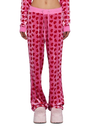 Loyal Maneater Velour Track Pants | PINK / Small