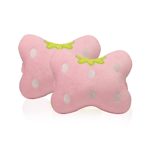 weiyuanhaoda 2Pcs Universal Car Seat Cushion Neck，Pink Strawberry Pillow，Car Seat Headrest，Car Headrest Pillow for Travelling and Home