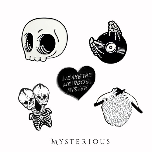 Black and White Skelly Pin Set