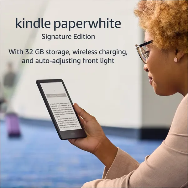 Kindle Paperwhite Signature Edition (32 GB) – With a 6.8" display, wireless charging, and auto-adjusting front light – Without Lockscreen Ads - Black Without Kindle Unlimited