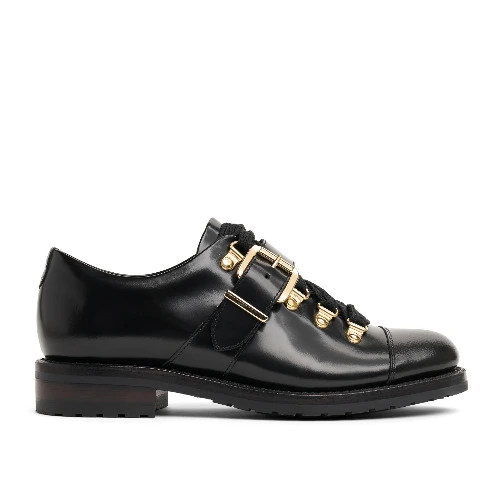 Mr. Logan Black Leather Women's Lug Sole Oxford
