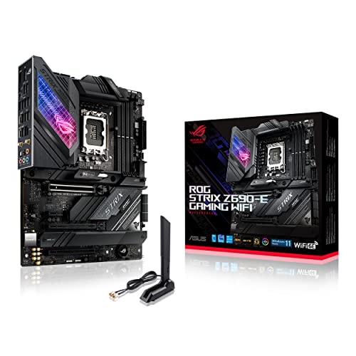 ASUS ROG Strix Z690-E Gaming WiFi 6E LGA 1700(Intel 12th Gen)ATX gaming motherboard(PCIe 5.0,DDR5,2.5 Gb LAN,Thunderbolt 4,5xM.2,1xPCIe 5.0 M.2,ROG Hyper M.2 Card,Front panel USB 3.2 Gen 2x2 Type-C) - ATX gaming motherboard