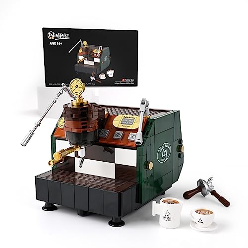 Nifeliz Coffee Machine, Semi-Automatic Espresso Machine Building Model Toy, Delightful Coffee Maker Display Set for Adult Gift Giving (426 Pieces) - Green Coffee Machine