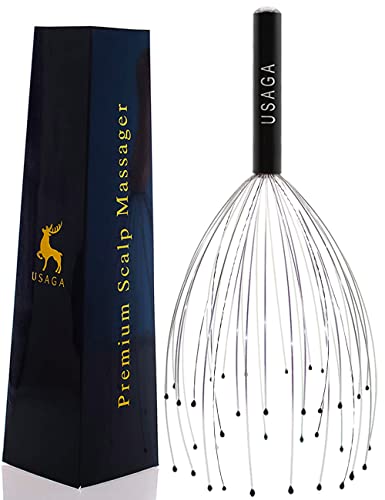 USAGA 36 Fingers Head Massager Scalp Massager Head Scratcher for Head Body Relaxing (Black) - Black