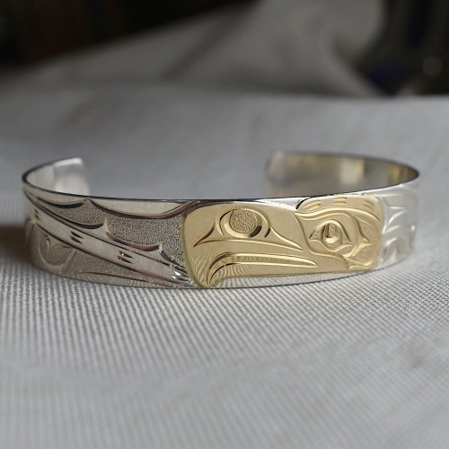 Medium Eagle Totem Cuff with 14k Yellow Gold Overlay | Default Title