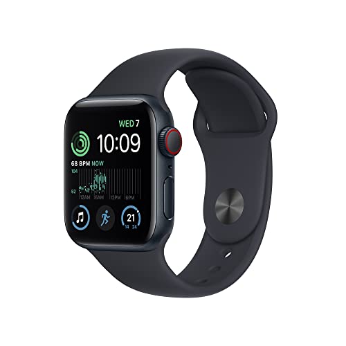 Apple Watch SE (2nd Gen) (GPS + Cellular 40mm) Midnight Aluminium Case with Midnight Sport Band, Regular (Renewed) - GPS + Cellular - 40mm - Midnight Aluminium Case with Midnight Sport Band
