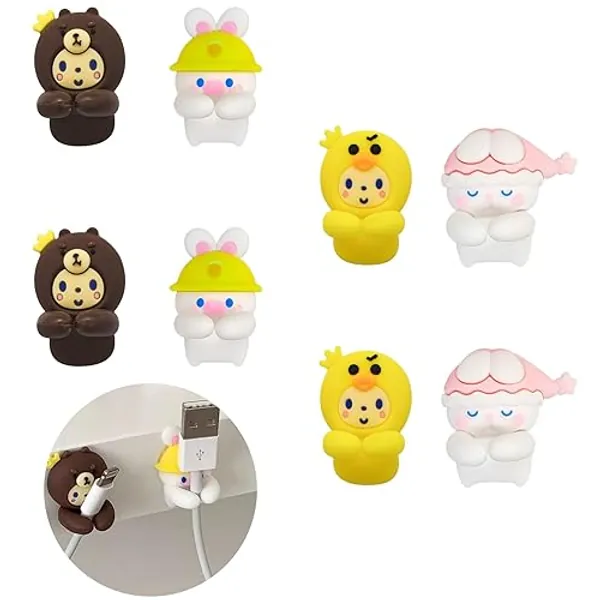 8 Pack Wacky Cable Holder Clips, Cute Cartoon Shapes for Wall, Car and Desk, Self-Adhesive Wire Tidy and Cord Organizer, Sticky Cable Holders for Charging Cables, Power Cords and More - Yellow