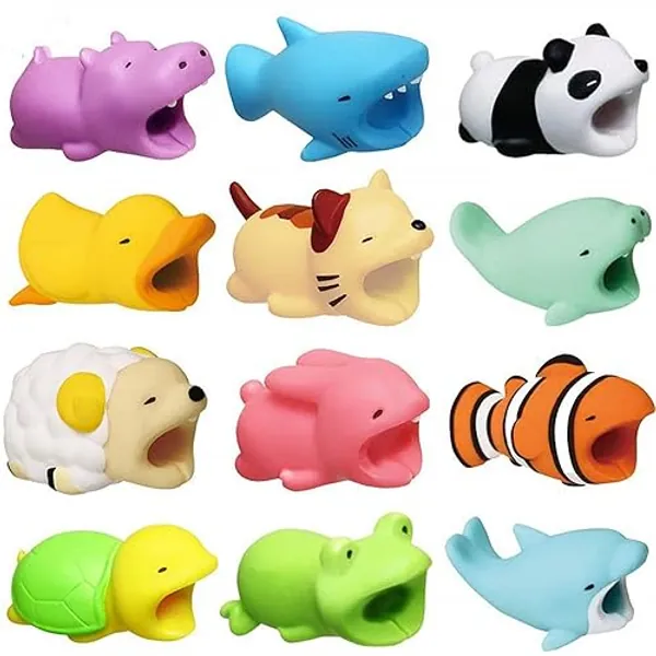 Cute Animal Bites Cable Protector Various Animal Cable Chewers Cable Prevents Cable Break Cable Protector Case for iPhone/iPad (Style 1) - Style 1