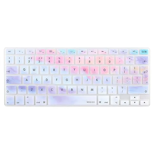 MOSISO EU/UK Keyboard Cover Compatible with MacBook Air 13 inch A1466 A1369 2010-2017&Compatible with MacBook Pro 13/15 inch (with/Without Retina Display, 2015 or Older Version), Colorful Clouds