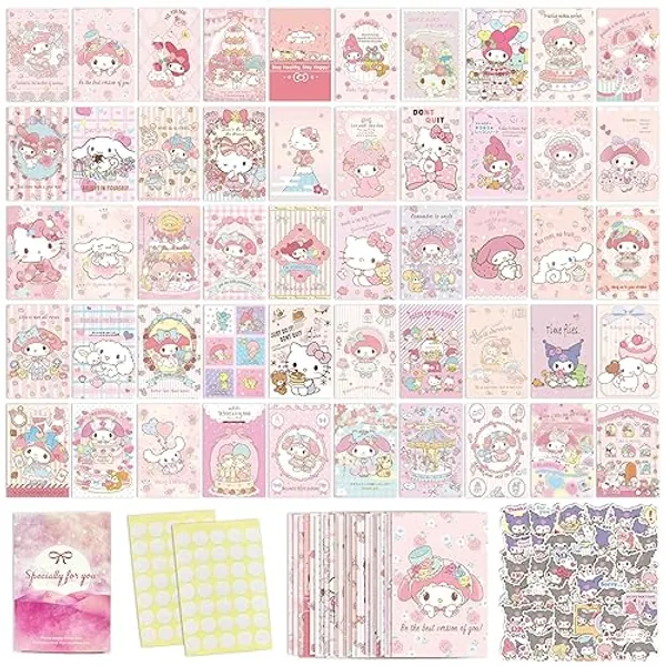 ArtBiz 160PCS Anime Wall Collage Kit Aesthetic Pictures, Pink Anime Photo Collection for Teen Girls Room Decor, Manga Posters Wall Prints Kit, Cute Posters for Room Bedroom Aesthetic