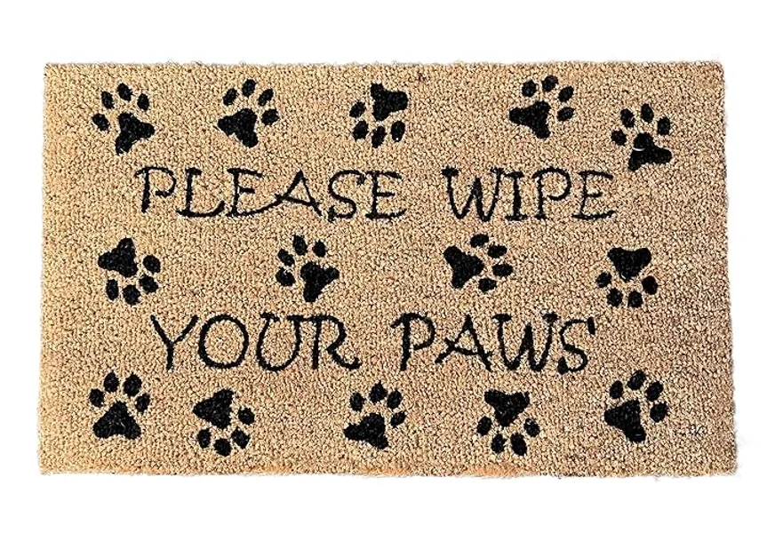 Selections Coir Outdoor & Indoor Doormat with Please Wipe Your Paws Design