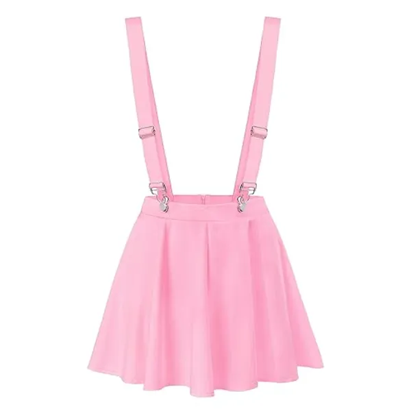 LittleForBig Overall Skirt Romper - Sweet Heart Detachable Straps Jumper Skirt - 4XL - Pink