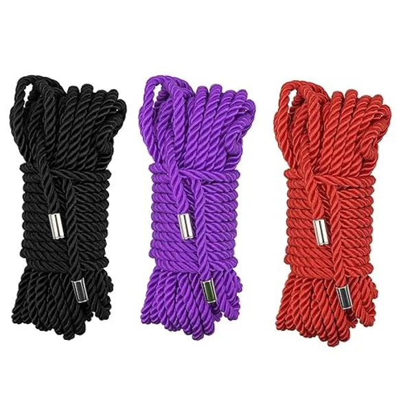 3-Pack Soft Silk Rope, Skin Friendly Twisted Trim Rope Nylon Twisted Cord, Braided Twisted Silk Ropes for Decorative Twisted Satin Shiny Cord Rope 32 Feet/8MM