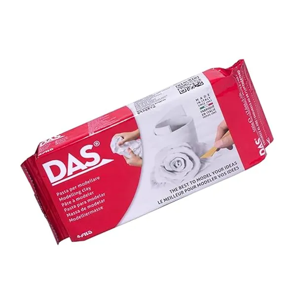 DAS White 500 g Air Hardening Modelling Clay, Non Bake, Ready To Use, Suitable for All Ages, Ideal for Professionals & Hobbyists - White - CLAY WHITE 1/2KG