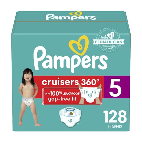 Diapers Size 5, 128 Count - Pampers Pull On Cruisers 360° Fit Disposable Baby Diapers with Stretchy Waistband, (Packaging & Prints May Vary) - Size 5 - 128