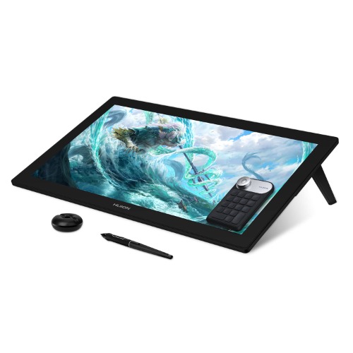 HUION Kamvas Pro 24 4K UHD Graphics Drawing Tablet with Full-Laminated Screen Anti-Glare Glass 140% sRGB - Battery-Free Stylus 8192 Pen Pressure and KD100 Wireless Express Key, 23.8 Inch Black - 