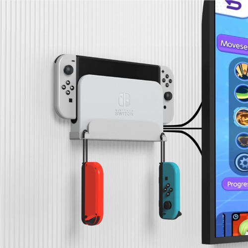 KUNSLUCK Wall Mount for Switch and Switch OLED, Metal Wall Mount Holder to Safely Store Your Switch Near or Behind TV (White) - White