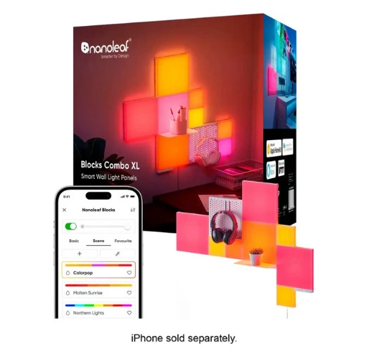 Nanoleaf - Blocks Combo XL Smarter Kit - Smart LED Wall Light Panels - Multicolor