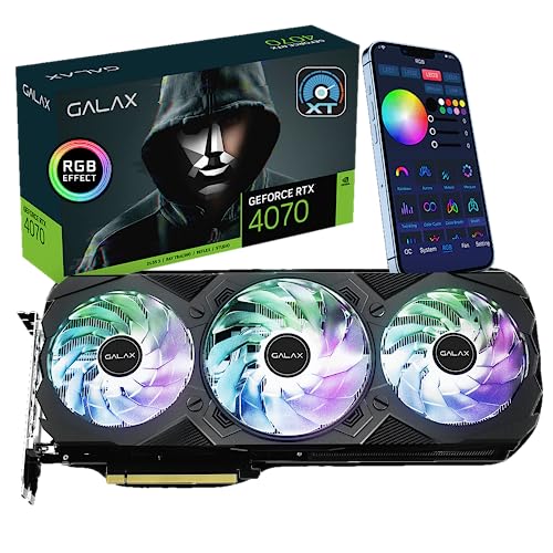 GALAX GeForce RTX™ 4070 EX Gamer 1-Click OC, ARGB Fan, Xtreme Tuner App Control, 12GB, GDDR6X, 192-bit, DP*3/HDMI 2.1/DLSS 3/Gaming Graphics Card (with ARGB Fans) - 1-Click OC - RTX 40 Series - EXG