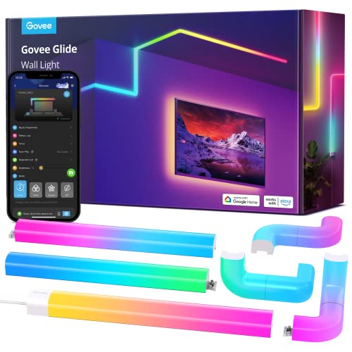 Govee Glide RGBIC LED Wall Lights, Music Sync Home Decor LED Light Bar for for Gaming TV Bedroom Streaming, Multicolor Customizable, 9 Pcs and 6 Corners - 9Pcs+6Corners