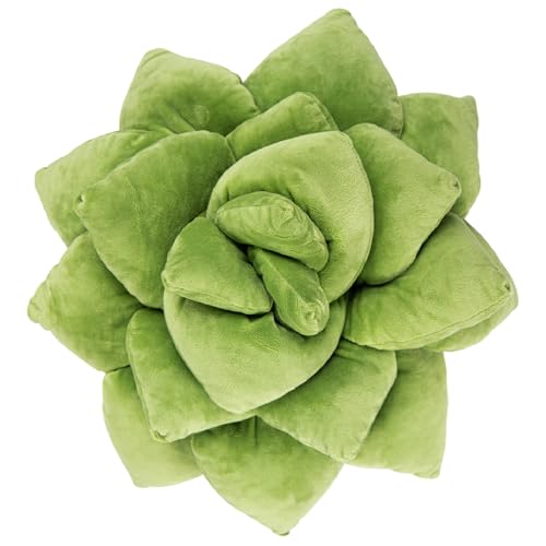 Green Philosophy Co. Plush Leaf Pillow - 3D Accent Succulent Leaf Throw Pillow for Couch Sofa Living Room Home Decor for Plant Lovers, Garden Lovers, Green Thumb Family & Friends - Lil Pop (16 Inches) - Olive Green