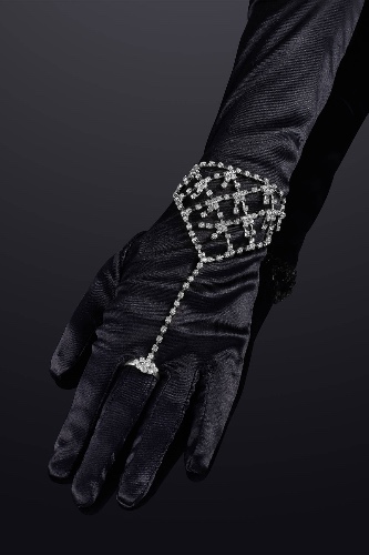 Reverie Rhinestone Net Chain Ring Bracelet Silver - Silver