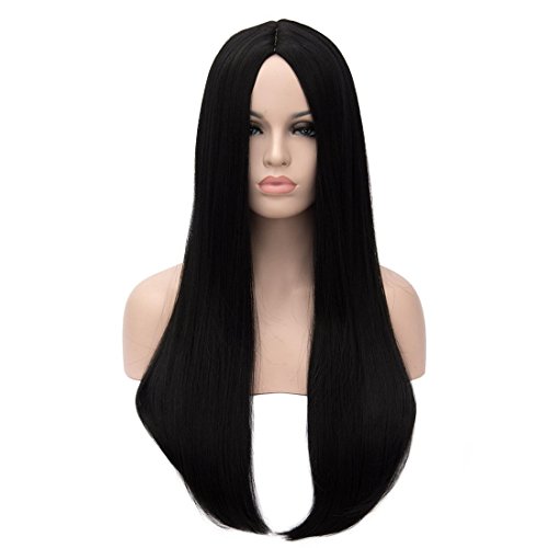 Kalyss 26 inches Women's Wig Long Straight Imported Synthetic Cosplay Costume Hair Wig - Black