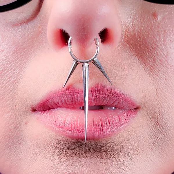 Long Spike Septum Piercing, Punk Spikes Nose Ring, Body Jewelry, 16G Septum, Oversized Septum, Armor, Goth, Designer Nose Jewelry, Big Large