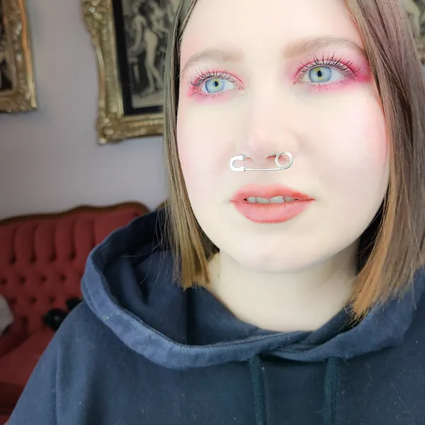 FAKE Safety Pin Septum, Faux Cartillage Hoop, Brooch, Punk Glam, Alexander, Body Jewelry, McQueen, Facial Piercing, Cheek Piercing, Runway