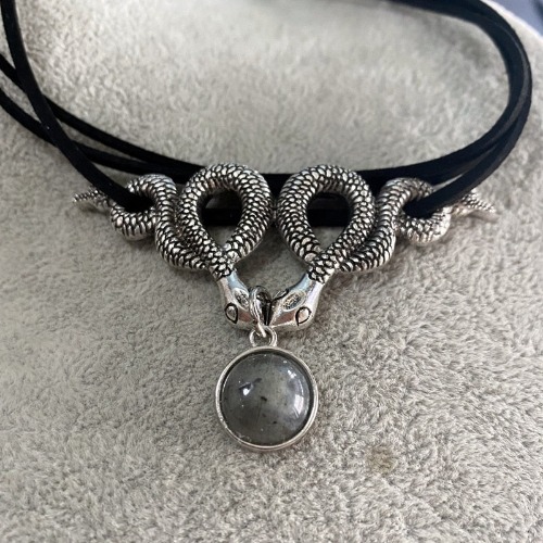 Natural Labradorite Snake Choker Necklace