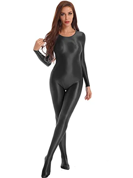 CHICTRY Women's One Piece Catsuit Bodysuit Bodycon Full Body Jumpsuits Romper Sportswear Clubwear - Black - M