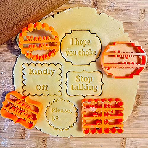 4Pcs Funny Cookie Cutters Set - Cookie Molds with Fun and Irreverent Phrases Cookie Moulds For Baking Biscuit Cutters - Cookie Cutter
