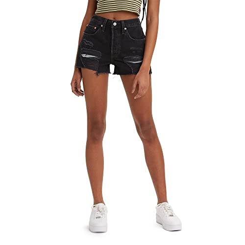 Levi's Women's 501 Original Shorts (Also Available in Plus) - Standard - 25 - Black - Destructed