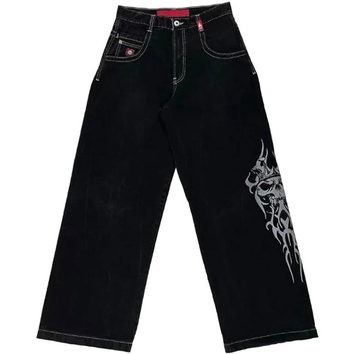 Y2k Jeans Herr Hip Hop Retro Skull Broderi Tvättade Baggy Jeansbyxor Casual Lösa Byxor Vida Ben Streetwear Tonåring Pojkar Skateboard Byxor - XXL - D