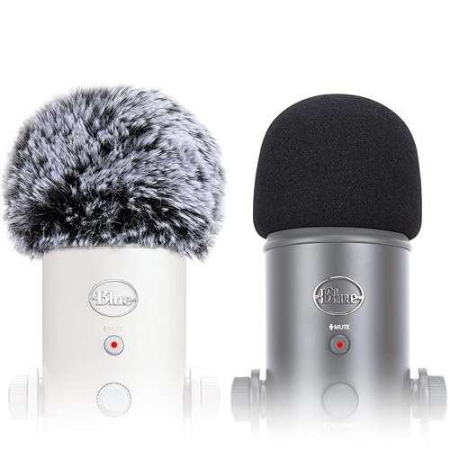 SUNMON Blue Yeti Pop Filter, Blue Yeti Microphone Covers Foam and Yeti Mic Furry Foam, Pop Filter for Blue Yeti Pro USB Condenser Microphone, Indoor Outdoor Pop Filter for Microphone（2 Pack） - Yeti Windsrceen&Dead Cat