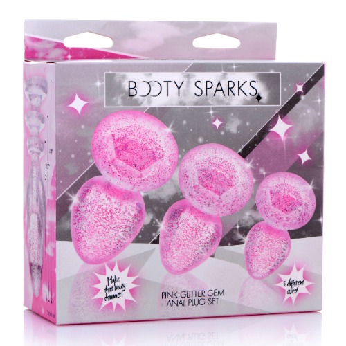 Anal Plug - Glitter Gem Anal Plug Set - Pink