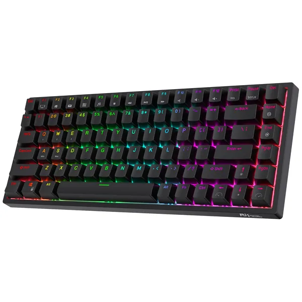 RK ROYAL KLUDGE RK84 Wireless Bluetooth/2.4Ghz 75% RGB Mechanical Gaming Keyboard, Three Modes Connectable Keyboard with Hot-Swappable Tactile Blue Switch