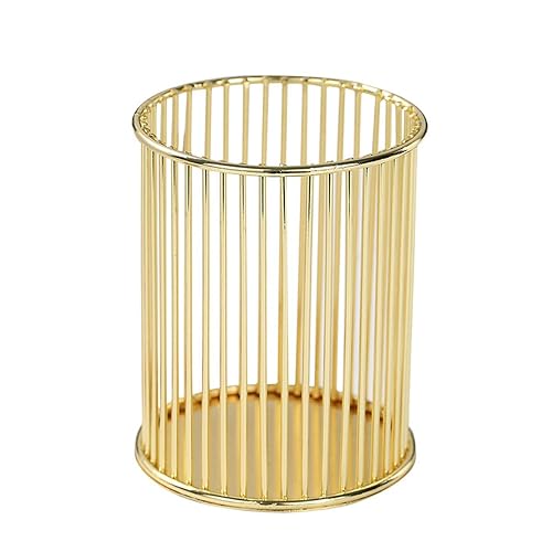 Gold Metal Pen Holder for Desk, Makeup Brushes Cup, Pencil Holders, Office&Home Organizer