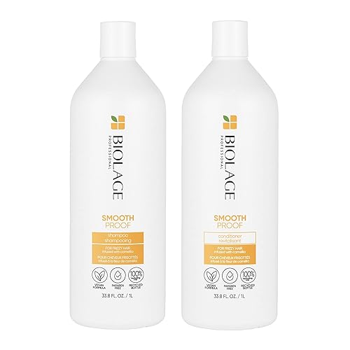 Biolage Smooth Proof Shampoo & Conditioner Set | Cleanses, Smooths & Controls Frizz | For Frizzy Hair | Paraben & Silicone-Free | Vegan​ - 33.8 Fl Oz (Pack of 2)
