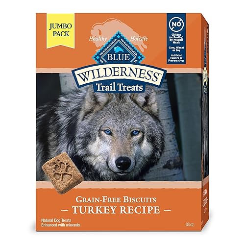 Blue Buffalo Wilderness Trail Treats High Protein Grain Free Crunchy Dog Treats Biscuits, Turkey Recipe, 36-oz box - Turkey - 2.25 Pound (Pack of 1)