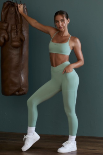 High Waist Wrap Over Leggings in Sage | XXS