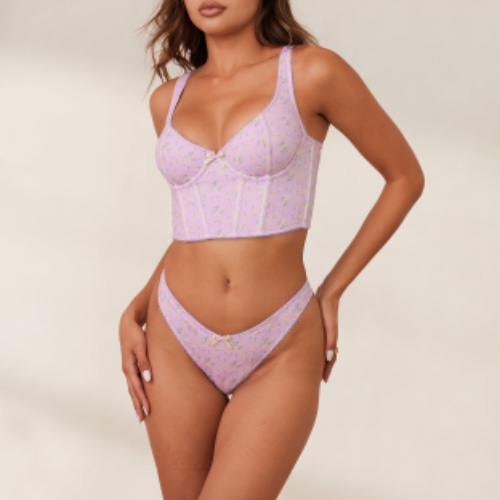 Sweet Longline Bra  - Lilac Floral | 30 / D