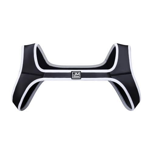 JOCKMAIL Men's Harness Belt Elastic Shoulder Strap Mens Neoprene Harness Mens Crop Top Chest Muscle Harness - Large-X-Large - White