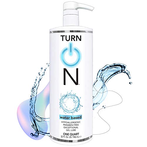 Turn On Water Based Sex Lube 32 Ounce Personal Lubricant - Premium Formula - Safe Vegan Ph Balanced Hypoallergenic and Paraben Free Intimacy, Gel Lube for Men, Women, & Condoms - Water-Based Non Flavored - 32 Fl Oz (Pack of 1)