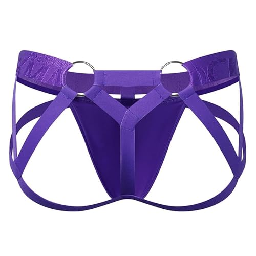 JOCKMAIL Jockstrap for Men Mens Thong Athletic Supporters Jock Strap Male Underwear - Large - Purple