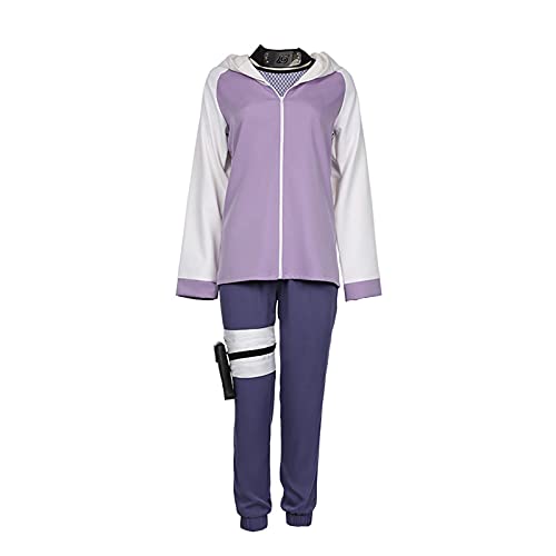 Jiumaocleu Hinata Cosplay-Kostüm, lila, Damen-Trainingsanzug-Set, Jogginganzug, Sportbekleidung, Anzug mit Reißverschluss, Oberteil und Hose, mit Ninja-Kopfschmuck, Beintaschen, Halloween-Party, - 38 - Hinata