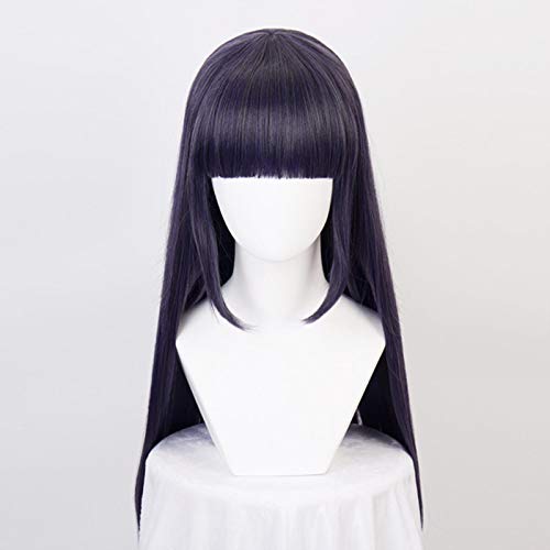 Hyuga Hinata Glattes Kunsthaar Blau Gemischt Ordentlich Bang Cosplay Perücken + Perückenkappe - Blue Mixed - China