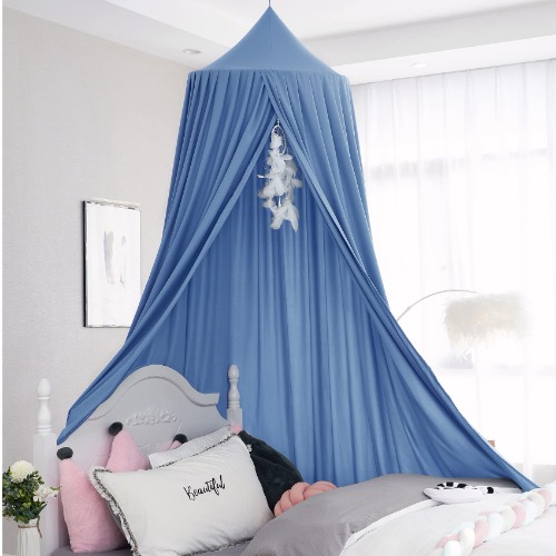 Upgrade Version of Canopy for Kids Bed, Extra Large Canopy for Girls Room Decoration Princess Castle Play Tent Hanging House, Dreamy Canopy for Children Room Reading Nook Canopies in Home - Gray Blue